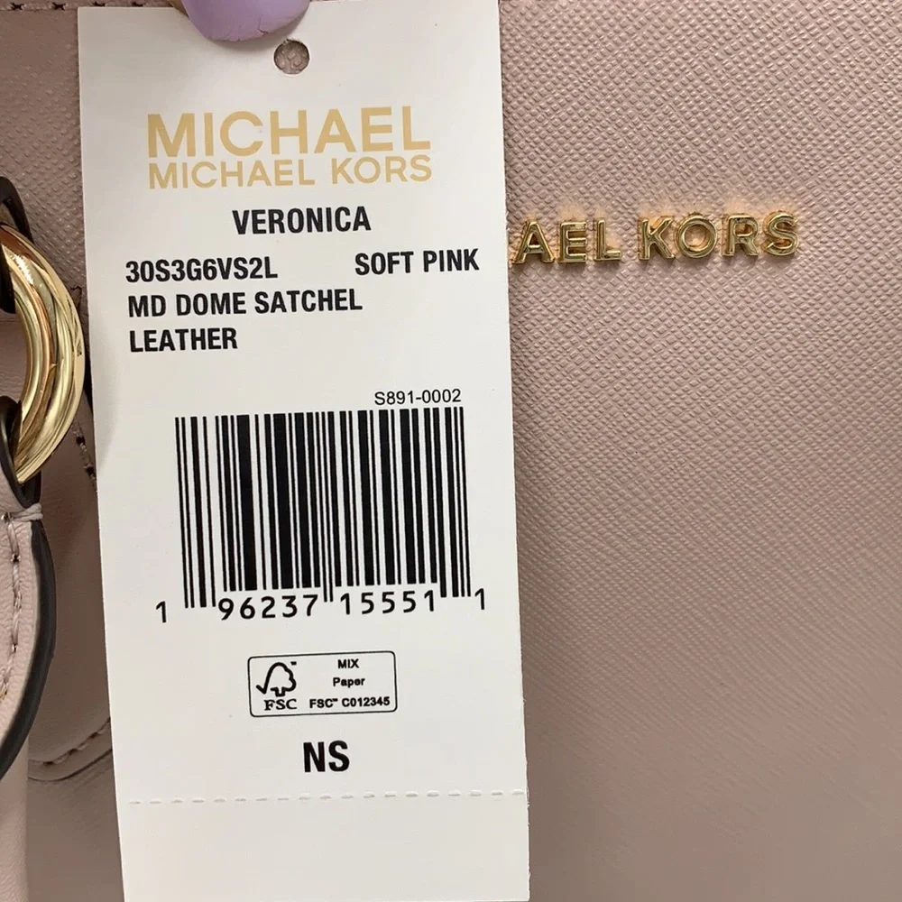 MICHAEL KORS VERONICA MEDIUM DOME Saffiano Leather SATCHEL SOFT PINK COL…